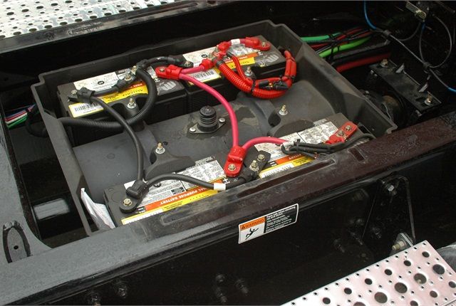 truck battery connected to terminals